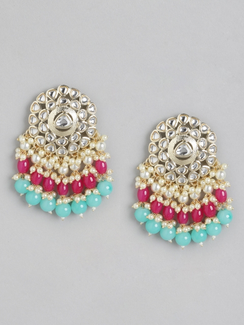

Melani Borsa Gold-Plated Blue & Red Kundan Classic Drop Earrings