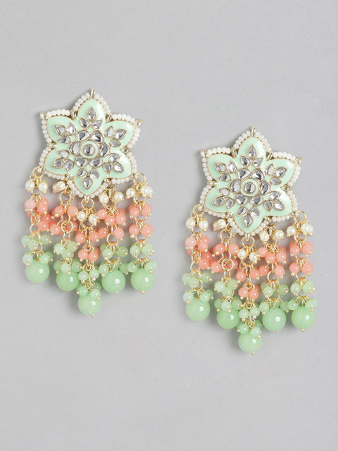

Melani Borsa Sea Green & Peach-Coloured Star Shaped Studs Earrings