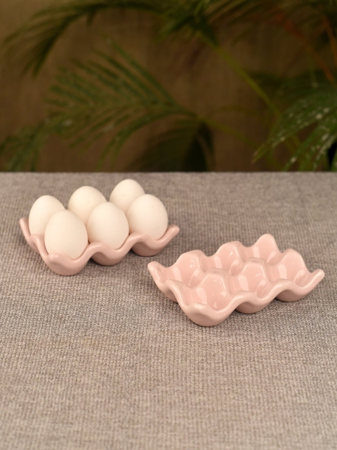 

Unravel India Set of 2 Pink Ceramic Egg Trays