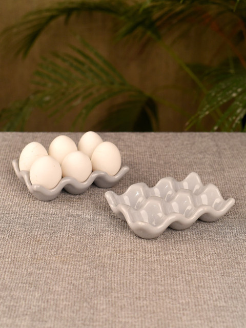 

Unravel India Grey Set Of 2 Ceramic Egg Tray
