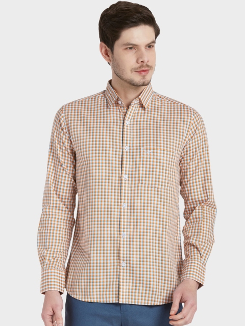 

ColorPlus Men Orange Tailored Fit Gingham Checks Opaque Checked Casual Shirt