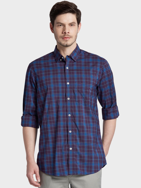 

ColorPlus Men Blue Tailored Fit Tartan Checks Opaque Checked Casual Shirt