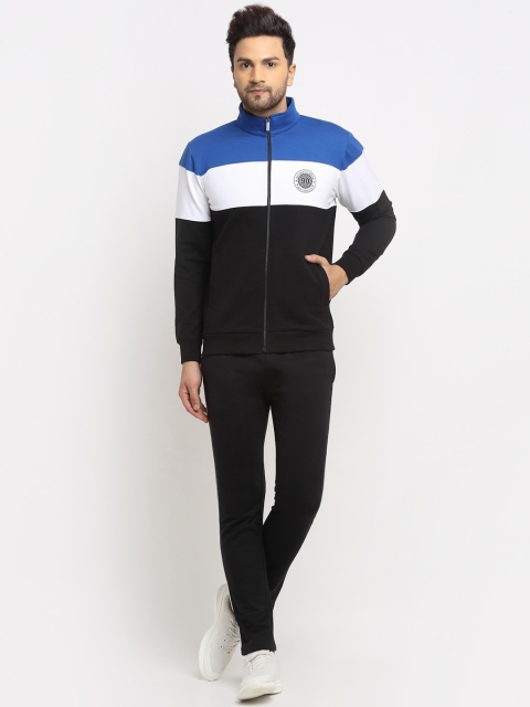 

WILD WEST Men Blue & Black Colourblocked Cotton Tracksuits