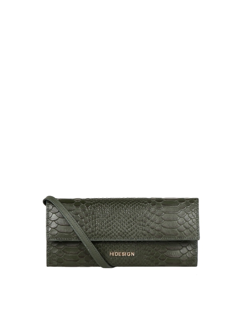 

Hidesign Olive Green & Blue Textured Envelope Clutch