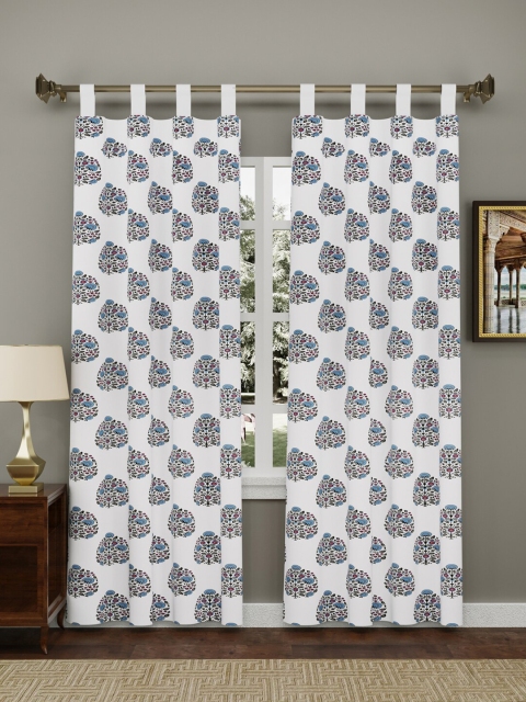 

Gulaab Jaipur Blue & White Floral Long Door Curtain