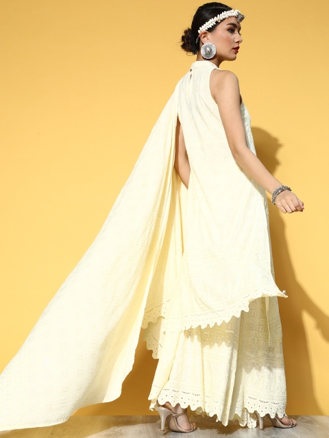 

InWeave Ethnic Motifs Viscose Rayon Ethnic Motifs Kurta Set, Off white