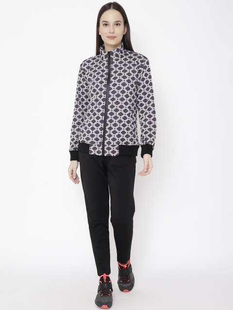 

Chkokko Women Grey & Black Printed Track Suit