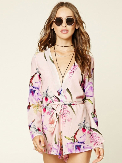 

FOREVER 21 Pink Floral Print Playsuit