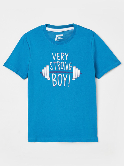 

Fame Forever by Lifestyle Boys Blue Typography Printed T-shirt