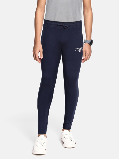 

Tommy Hilfiger Boys Navy Blue Slim Fit Joggers with Brand Logo Detail