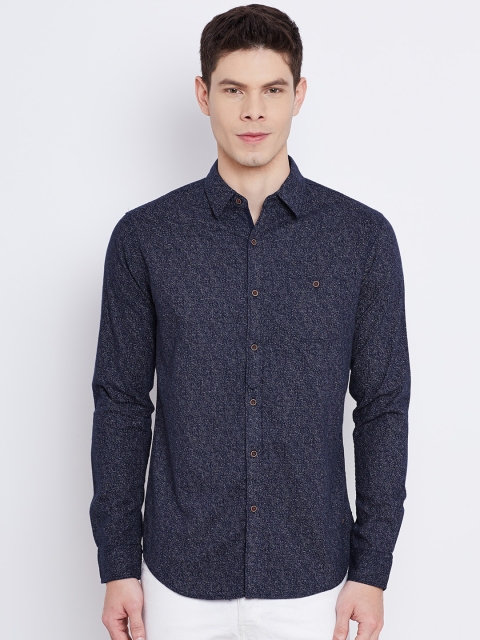 

Status Quo Men Navy Slim Fit Woven Design Casual Shirt, Navy blue