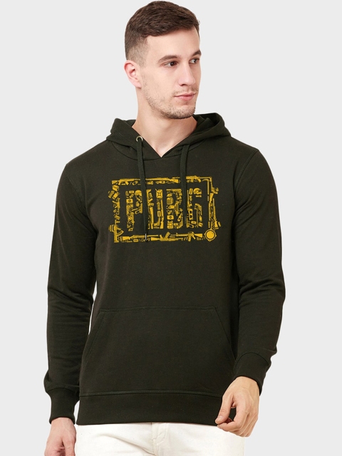 

Free Authority Men Olive Green Printed Hooded Sweatshirt
