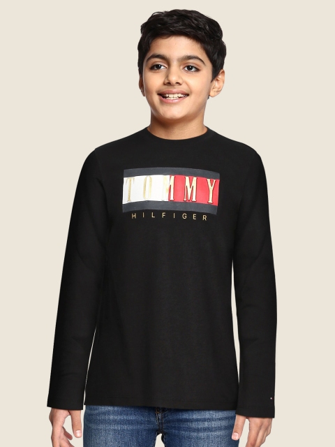 

Tommy Hilfiger Boys Black Brand Logo Printed BB AI TJ TD Pure Organic Cotton T-shirt