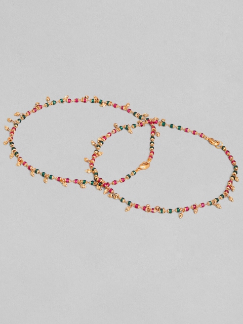 

Rubans Gold-Toned & Green Gold-Plated Handcrafted 2 Necklace