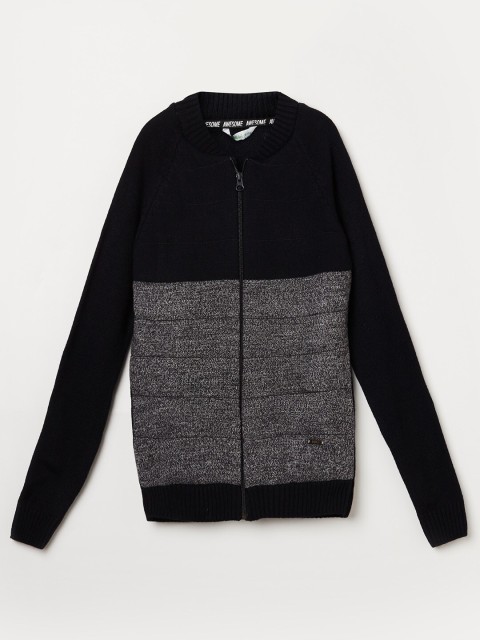 

Bossini Boys Black & Grey Colourblocked Front-Open