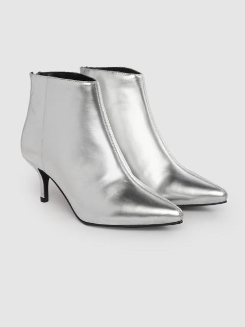 

CORSICA Women Silver-Toned Solid Mid-Top Heeled Boots