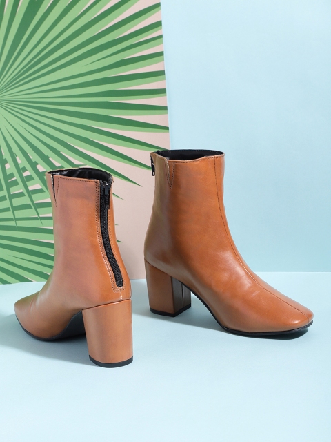 

CORSICA Women Tan Brown Solid Mid-Top Heeled Boots