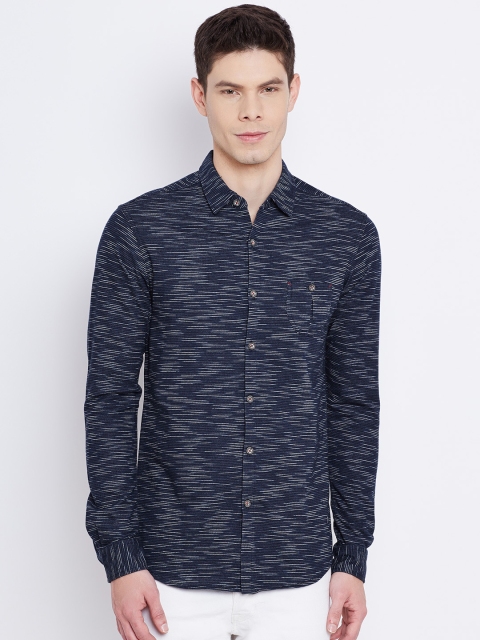 

Status Quo Men Navy Slim Fit Woven Design Casual Shirt, Navy blue