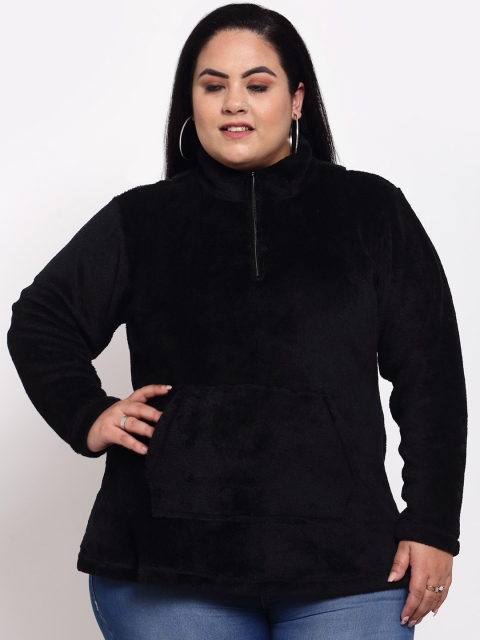 

plusS Women Plus Size Black Sweatshirt