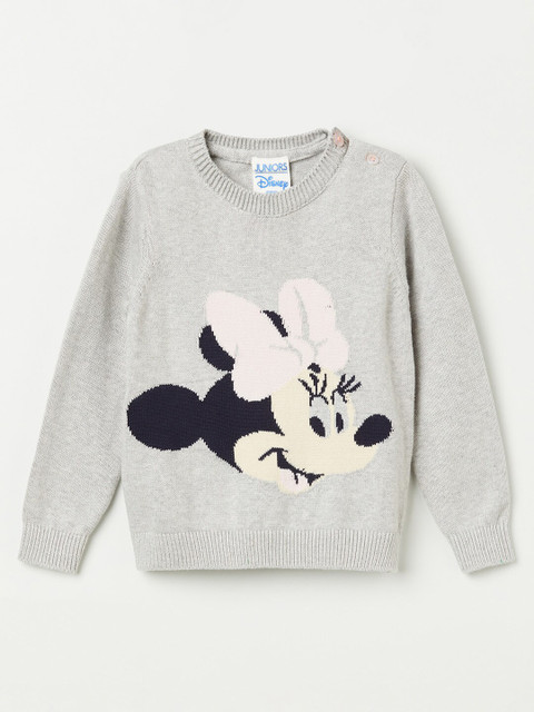 

Juniors Girls Grey & Black Minnie Printed Pullover