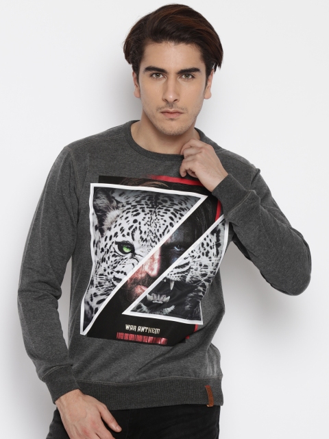 

Status Quo Charcoal Grey Printed Sweatshirt