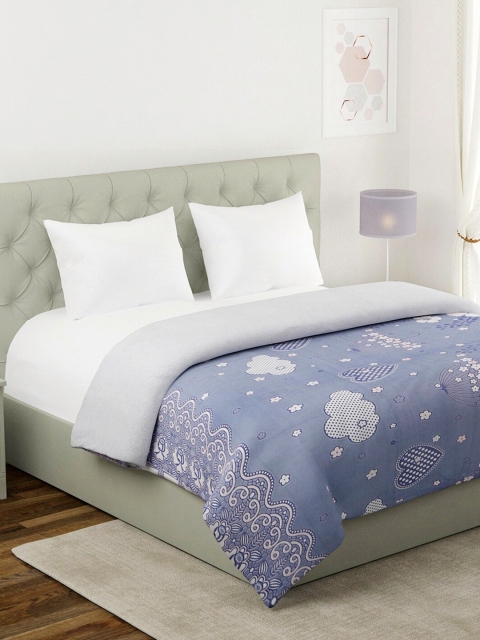 

TAG 7 Blue & White Floral Mild Winter 550 GSM Double Bed Blanket