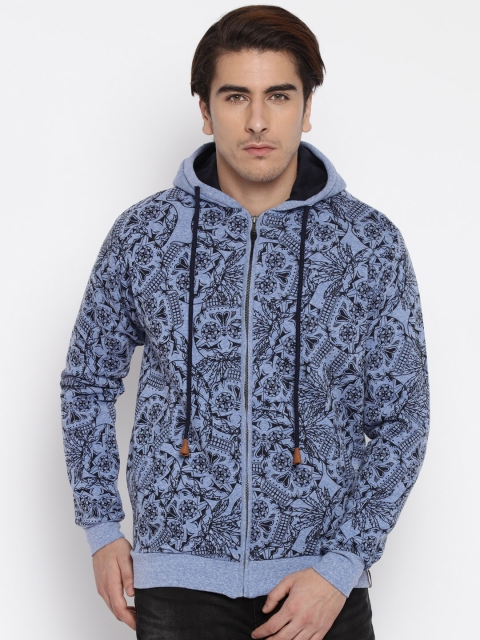 

Status Quo Blue Printed Hooded Sweatshirt