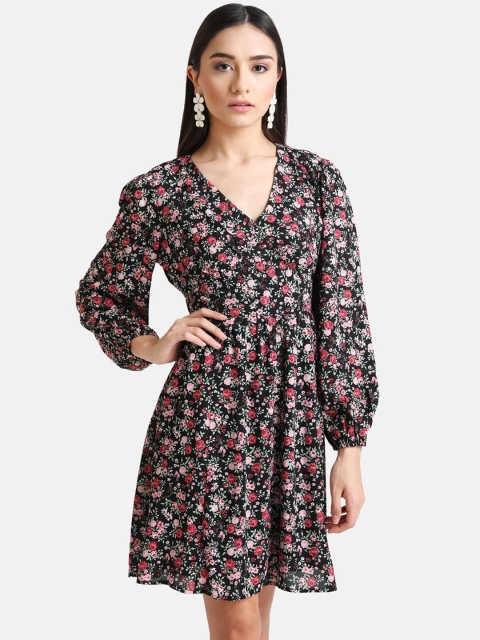 

Kazo Black Floral Fit & Flare Dress