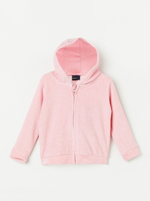 

Juniors Girls Pink Cotton Hooded Sweatshirt