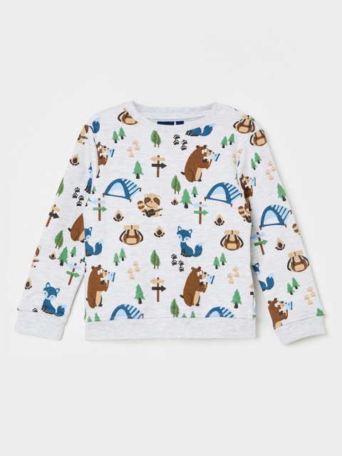 

Juniors Boys Grey Printed Sweatshirt