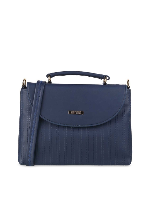 

Metro Blue Textured PU Swagger Satchel with Fringed