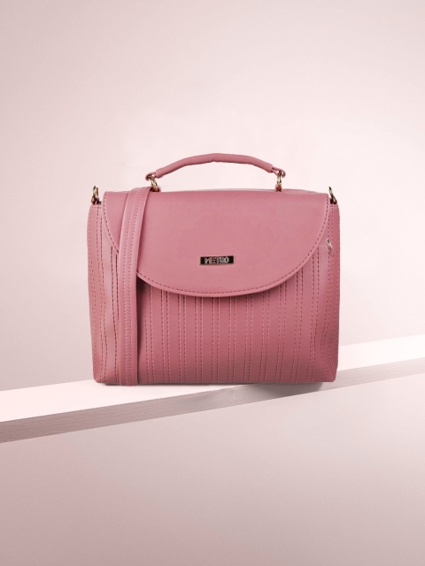 

Metro Pink Textured PU Swagger Satchel with Fringed