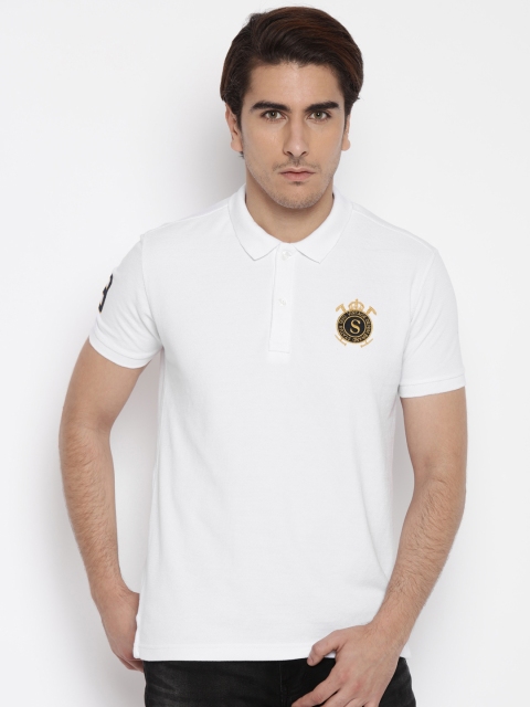 

Status Quo Men White Solid Polo T-shirt