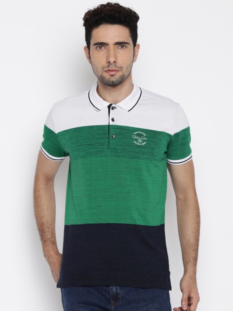 

Status Quo Men Green Colourblocked Polo T-shirt