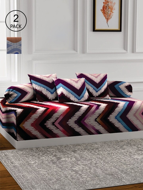 

KLOTTHE Set Of 2 Printed Bedsheet With 4 Bolsters & 6 Cushion Covers, Blue