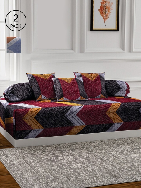 

KLOTTHE Set Of 2 Printed Bedsheet With 4 Bolsters & 6 Cushion Covers, Blue