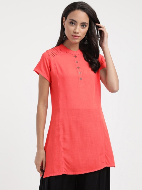 

V2 Value & Variety Coral Solid Straight Kurta