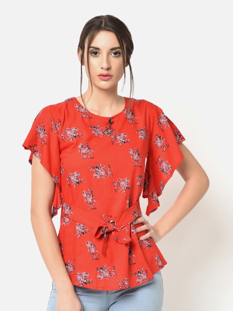 

V2 Value & Variety Red & White Floral Regular Top