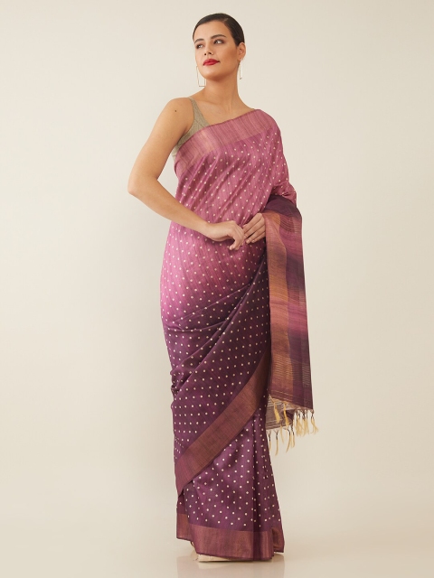 

Soch Purple & White Zari Printed Silk Saree