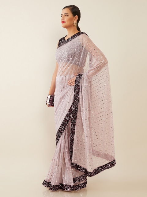

Soch Mauve & Black Embellished Sequinned Heavy Work Saree