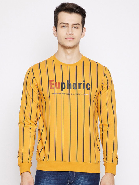 

Octave Men Mustard Yellow Striped T-shirt