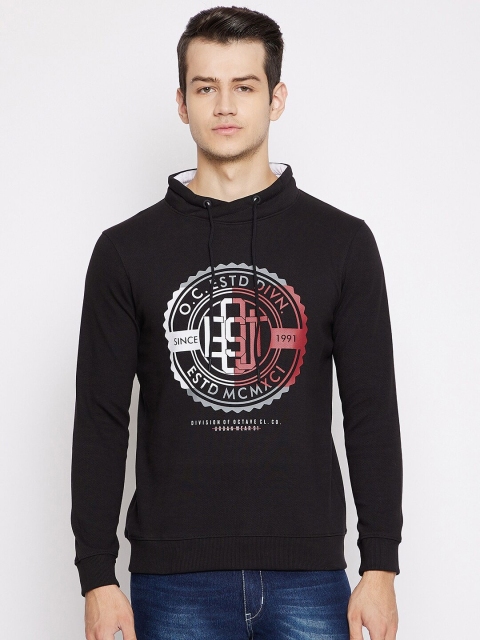 

Octave Men Black Graphic Printed Shawl Neck T-shirt
