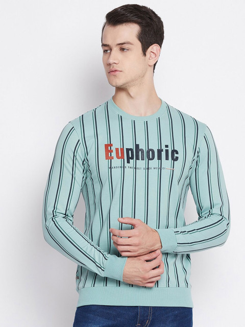

Octave Men Sea Green Striped T-shirt