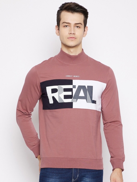 

Octave Men Pink Typography Printed High Neck T-shirt