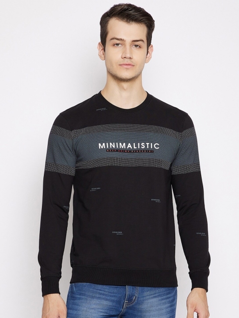 Octave Men Black Typography Printed T-shirt