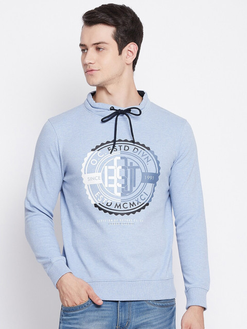 

Octave Men Blue Graphic Printed Shawl Neck T-shirt