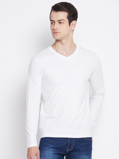 

Octave Men White V-Neck Raw Edge T-shirt