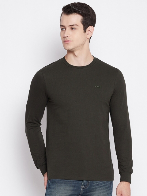 

Octave Men Olive Green Applique T-shirt