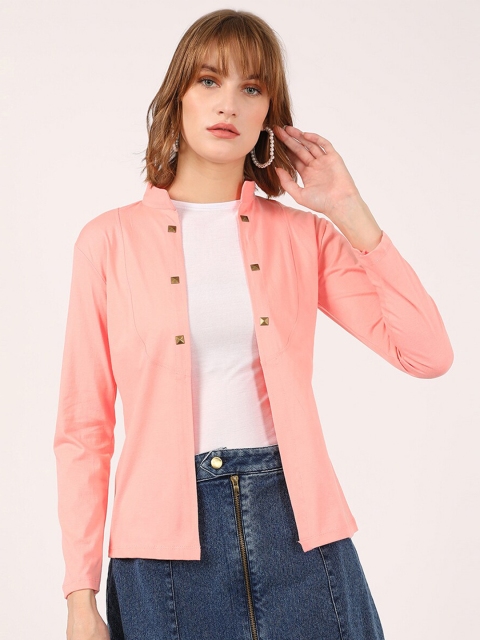 

V2 Value & Variety Women Peach-Coloured Solid Open Front Shrug