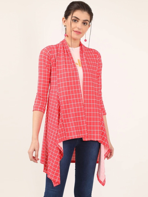 

V2 Value & Variety Women Orange & White Checked Shrug